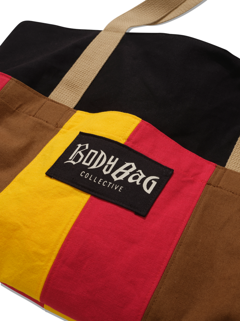 Mid Bag in red and natural canvas — back