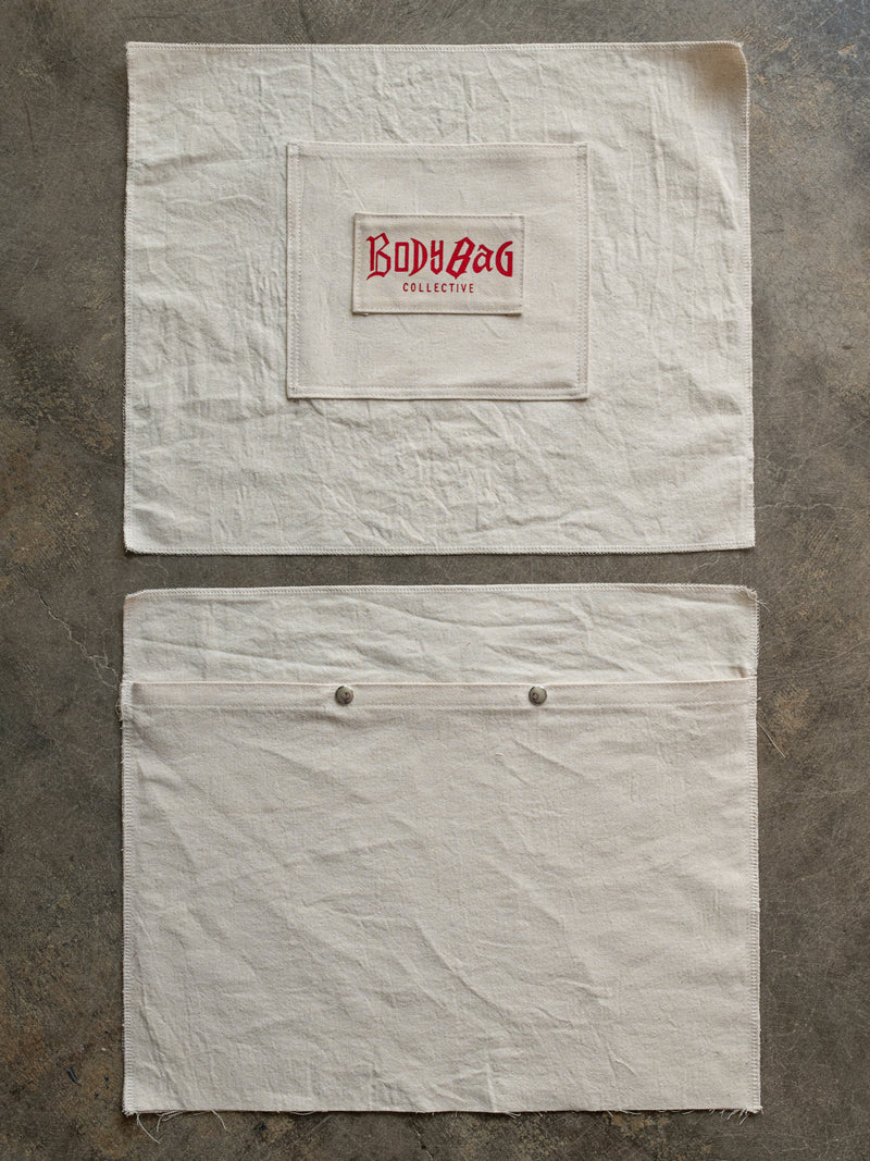 Mid Bag in red and natural canvas — pocket add-ons