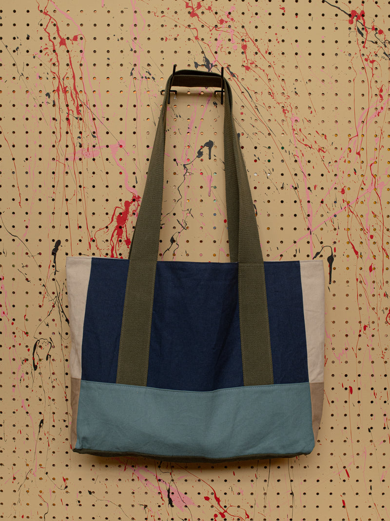 Mid Bag in red and natural canvas — back