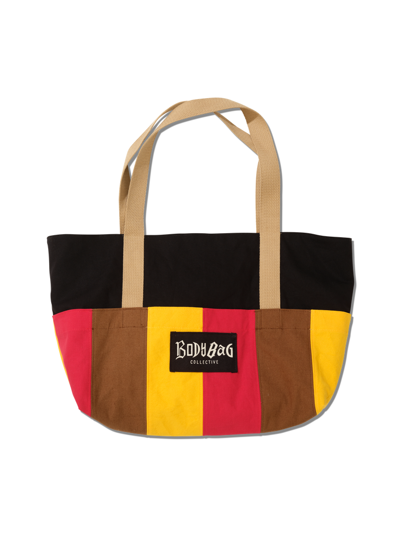 Mid Bag in red and natural canvas — front